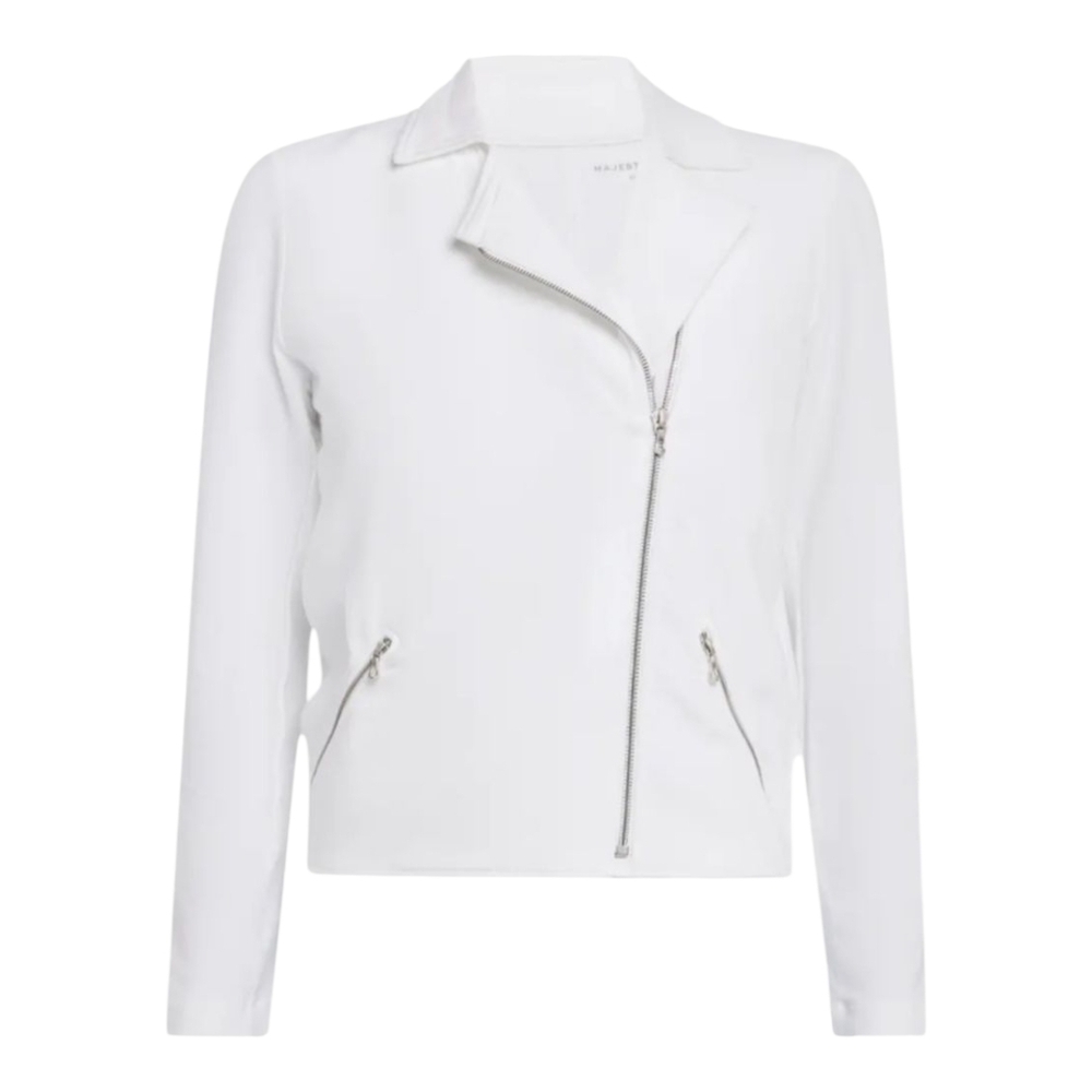 Majestic Filatures Womens Jacket White Size XL EU 4 French Terry Moto Full Zip